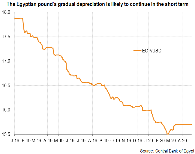 The Egyptian pound’s gradual depreciation is likely to continue in the short term